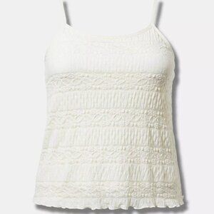 Torrid Cami Tank Top 4X Ivory All Over Stretch Textured Lace Layering Plus Size